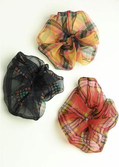 Make the party come to you. Our festive Sheer Plaid Scrunchie will spruce any holiday look. Elastic Stretch Polyester Imported, Korea Holiday Looks, Scrunchies, Black And Red, Plaid, Elastic, Festival, Red, Black