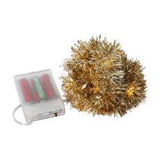 two tinsel wrapped christmas lights in a package