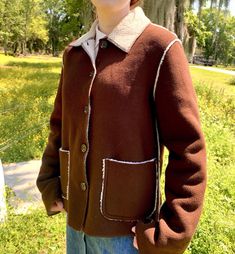 Vintage 70s-80s Homemade rancher Sherpa Lined Western Reversible! Indie Style  | eBay Vintage Outerwear With Contrast Stitching For Fall, Vintage Outerwear With Contrast Stitching For Winter, Vintage Winter Outerwear With Contrast Stitching, Brown Winter Outerwear With Contrast Stitching, Sherpa Lined Jacket, Indie Style, Vintage Clothing Men, Brown Jacket, Indie Fashion