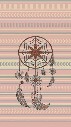 a drawing of a dream catcher on a striped background