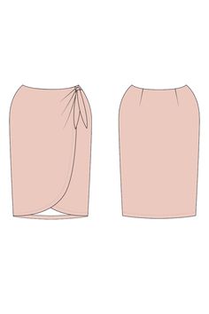 the front and back view of a skirt with an attached bow at the waist, on a white background