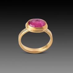 A juicy, rose cut ruby is wrapped in warm 22k gold, and accented with three sparkling diamonds set into the hammered band. This ring stacks beautifully with other bands in our collection, and would make a stunning engagement ring! Ruby measures approximately 1/4 inch x 3/8 inch. 3mm 18k gold hammered band. Matte finish. This piece is in stock and ready to ship. Engagement Ring Ruby, Ring Stacks, Latest African Men Fashion, Ring Ruby, Hammered Band, Stunning Engagement Ring, Hammered Gold, African Men, Shiny Things