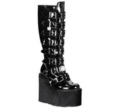 Heart Platforms, Knee High Platform Boots, High Heel Stiefel, Goth Boots, Gothic Boots, Dr Shoes, Metal Plates, Designer High Heels, Gothic Metal