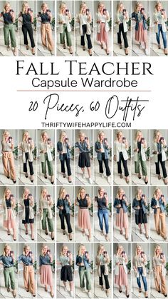 Teacher Wardrobe Capsule, Teacher Appropriate Outfits, Casual Teacher Outfits, Teacher Capsule Wardrobe, 60 Outfits, Teacher Outfits Fall, Teacher Wardrobe