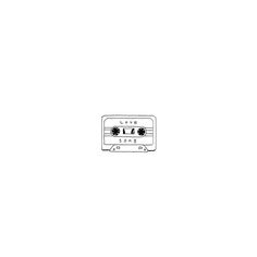 a black and white drawing of an old fashioned cassette player with the word love on it