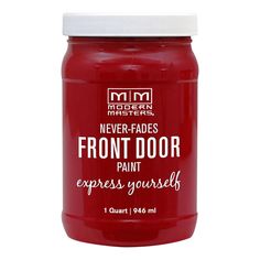 the front door paint is red and has white cap on it, which says never - fades