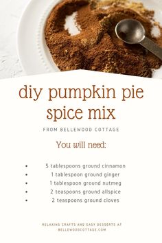 the recipe for pumpkin pie spice mix on a plate