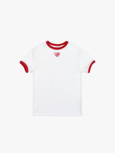 This is a trendy and casual top by LOSSYROW that is made out of high quality and sturdy material. With distinctive mood of the design and comfortable wear, you can style it for your casual daily outfit.- Color point on the sleeve and neckline- Symbol logo embroidery on the chest- Light and cool touch of fabric Casual Red T-shirt For Everyday, Trendy Red T-shirt With Logo Print, Everyday Logo Print Crew Neck Tops, Trendy Crew Neck Top With Screen Print, Trendy Relaxed Fit Top With Logo Print, Trendy Crew Neck Tops With Logo Print, Sporty Screen Print Tops For Everyday, Sporty Everyday Tops With Screen Print, Sporty Cotton Crew Neck Top