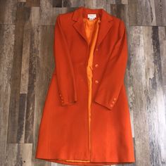 Great Condition! Orange Fitted Formal Outerwear, Formal Fitted Orange Outerwear, Fitted Cashmere Outerwear For Spring, Fitted Spring Cashmere Outerwear, Elegant Fitted Orange Outerwear, Fitted Cashmere Outerwear For Office, Formal Orange Outerwear For Fall, Elegant Orange Office Outerwear, Elegant Orange Spring Outerwear