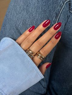 Winterberry Nails, Frosted Cranberry Nails, Cool Tone Red Nails, Christmas Nails Red Square, Nails Colors 2024, Halle Sandberg Nails, Raspberry Red Nails, Reddish Pink Nails, Nails On Real Nails