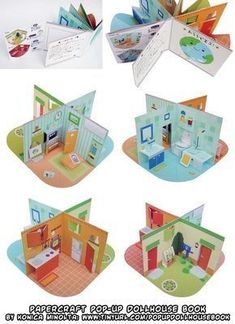 an open book with pictures of different rooms