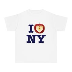 Baby tee with I heart NY logo (cute twist replacing the heart with an apple!) ⭐️ This shirt is a Comfort Colors youth's shirt styled as an adult shirt to fit as a baby tee style. ⭐️ True to size but if you are unsure size up :) ⭐️ Available in white, grey (granite), baby blue (chambray) , and baby pink (blossom) These kid's tee shirts pack both comfort and agility. Made 100% with combed ring-spun cotton for total comfort whether it's studying or playing time. The fabric is soft-washed and garmen I Heart Ny Shirt, Heart Tee Shirt, Nyc Shirt, Kids Tee Shirts, Heart Tee, I Love Nyc, I Love Ny, Baby T Shirts, Pink Blossom