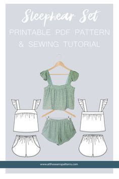 the sleepear set sewing pattern is shown