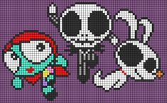 the pixel art is made up of two different characters, one with an eyeball