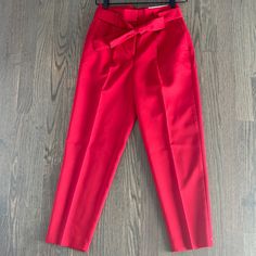 The Petite Belted High Waist Taper Pant In Twill Style #:603977 Size: 00 Petite Color: Jubilee I Bought 2 By Mistake Red Bottoms For Spring Workwear, Red Spring Workwear Bottoms, Red Office Pants For Spring, Red Bottoms With Belt Loops For Spring, Elegant Paperbag Waist Bottoms, Red Tapered Leg Pants For Work, Formal Red Bottoms For Summer, Fitted Paperbag Waist Bottoms For Workwear, High Waist Red Formal Bottoms