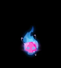 a black background with a blue and pink fireball in the center on top of it