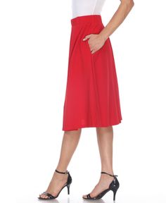 Strut or twirl with confidence in this light and breezy flared skirt. Perfect for keeping cool on a hot summer's day or for adding a touch of style whether you're off to work or a night on the town, this skirt is as versatile as it is alluring. Red Casual Midi Skirt, Casual Red Midi Skirt, Red Midi Skirt With Pockets, Red Midi Skirt For Workwear, Red Lined Midi Skirt, Red Midi Lined Skirt, Red Knee-length Skirt With Pockets, Red Midi Skirt With Lining, Casual Red Full Skirt Bottoms