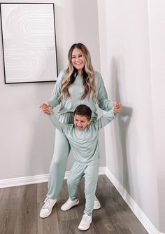 Introducing our new sage green family loungewear set! We absolutely love it because it's made from 95% Premium viscose from bamboo, making it the softest fabric ever. Not only is it incredibly gentle on sensitive skin, but it's also highly breathable and temperature-regulating, making it perfect for snuggling up with your loved ones. Details: 95% Premium viscose from Bamboo Softest fabric ever Gentle on sensitive skin Highly Breathable Elastic Waistband Side pockets Perfect for snuggling Made su Mommy Daughter Photoshoot Outfits, Mommy And Me Fall Outfits, Matching Family Pjs, Mommy Daughter Photoshoot, Matching Loungewear Set, Daughter Photoshoot, Family Pjs, Green Bamboo, Mom And Son