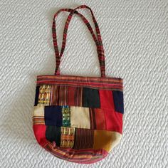 Colorful Unique Patchwork Handbag Lined.Nwot.. Patchwork Handbag, Gucci Gg Bag, Upcycled Bags, Marmont Super Mini, Bags Colorful, Small Canvas Bags, Mini Hand Bag, Tory Burch Kira Chevron, Kira Chevron