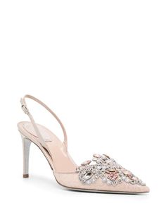 René Caovilla Veneziana 83mm Slingback Pumps - Farfetch Luxury Crystal Embellished Slingback Pumps, Luxury Pink Slingback Pumps Pointed Toe, Luxury Pink Pointed Toe Slingback Pumps, Luxury Embellished Slingback Sandals, Luxury Pink Slingback Pumps With Open Heel, Luxury Embellished Pointed Toe Heels, Luxury Pink Ankle Strap Slingback Pumps, Luxury Pointed Toe Sandals For Events, Designer Crystal-embellished Slingback Pumps For Formal Occasions