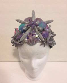 "This custom-made Mermaid crown/tiara is perfect for a Queen/Princess of any age. You can wear it for multiple occasions such as Birthday parties, Music Festivals, and Costume parties.  Choose the colors you want and I will create your very own custom-made, one of a kind, Mermaid crown. In the note to seller please list the colors you would like. You can also email me (lalila.boutique@gmail.com) with any other questions you may have. Thank you so much :-) -Each 6 1/2\" tiara comes with attached Mermaid Crown Tiaras, Queen Princess, Mermaid Crown, Crown Tiara, Costume Parties, Costume Hats, Music Festivals, Tiaras And Crowns, Costume Party