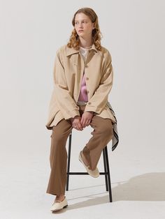 Composition : Cotton 100%Color : BeigeCountry of Origin : Republic of Korea Spring Khaki Single Breasted Pea Coat, Spring Khaki Single-breasted Pea Coat, Spring Single-breasted Khaki Pea Coat, Khaki Pea Coat With Lapel Collar For Spring, Spring Gabardine Long Pea Coat, Long Gabardine Pea Coat For Spring, Spring Long Gabardine Pea Coat, Spring Single-breasted Gabardine Pea Coat, Oversized Beige Outerwear For Work