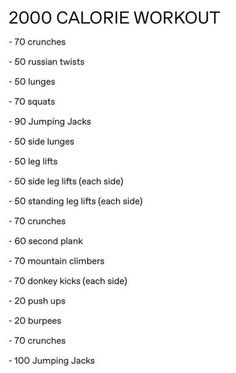 a workout plan with the words, 200 calorie workouts and an image of a