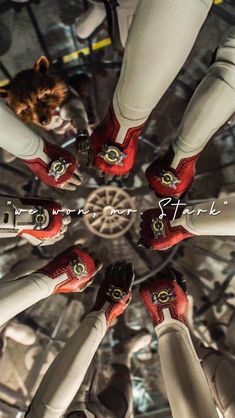 several pairs of shoes are arranged in a circle with the words anything marvel on it