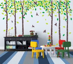 PRICES MAY VARY. Large Giant Jungle Tree Wall Decals.Recommended size as the picture shown is about 310x183cm/124x73.2",finish on wall size all depend on your preference..It looks hand painted on the wall after application. Easy to apply simply peel to stick and can be removed without residues . Made of High-Quality Die-Cut Vinyl,Durability,Waterproof,General can keep 5~10 years , environmental protective, safe to use. Create hand painted effect on your wall. Add a festive life and personality t Birch Tree Wall Decal, Walls Color, Forest Wall Decals, Tree Wall Decals, Jungle Tree, Kids Room Wall Stickers, Classroom Wall Decor, Diy Living Room Decor, Family Tree Wall Decal