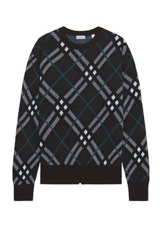 Find BURBERRY Check Sweater In Brown on Editorialist. Burberry Check Sweater in Brown Self: 86% wool 7% mohair 6% polyamide 1% elastane Contrast Fabric: 94% wool 5% polyamide 1% elastane. Made in Romania. Dry clean only. Fuzzy midweight knit fabric. BURF-MK63. 8093499. About the designer: Founded in 1856, Burberry’s legacy as a pillar of British style grew from Thomas Burberry’s most iconic innovation: the gabardine trench coat. Upholding the pioneering spirit of his predecessor, current creative director Riccardo Tisci brings a fresh and irreverent approach to the house’s quintessentially British vision of luxury. Marrying technology, artistry, and tradition, the label touts a range of casual-wear and eveningwear that embodies a progressive femininity. Exquisite shirting, knitwear, and dr Burberry Pullover, Burberry Clothing For Men, Burberry Knitwear, Burberry Hoodie, Burberry Print, Drape Jacket, Menswear Inspired, Tailored Trousers, British Style