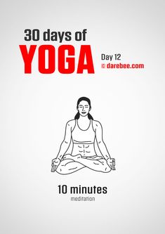 the 30 days of yoga day 3 is shown in black and white with red lettering