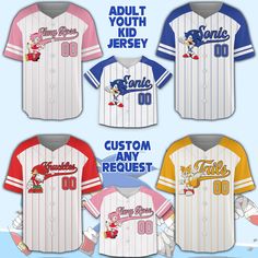 WELCOME TO VandCDesignsLtd STORE: PRODUCT DETAILS: - Our baseball jerseys can do machine wash in cold with similar colors/no bleach/low iron. - Moisture-wicking. - Our baseball jerseys are prepared with full Button Down Closures. - Material: polyester DELIVERY TIME = Production Time + Shipping Time - Production Time: 5-10 business days - Shipping Time: 5-10 business days Contact me if you want some other custom requests Sonic Shirt, Button Down, 7th Birthday, Birthday Boy, Baseball Jersey, Low Iron, Baseball Jerseys, Birthday Shirts, Wedding Shop