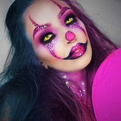 Scary Pink Clown Makeup Look for Halloween Halloween Zombie Makeup, Unique Halloween Makeup