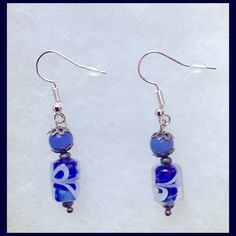 Here’s A Beautiful Pair Of New 1” Length Handmade Blue And White Pattern Swirl Glass Beaded Earrings On Silver Earwires With Clear Rubber Ends! You Can Make A Fashion Statement In Perfect Style! You’re Going To Get Lots Of Compliments! Makes An Excellent Gift For Yourself Or Your Loved Ones! Comes Already Gift Wrapped And In A Fancy Gold Gift Box! Please Ask Any Questions You Have. Offers Welcome! Thank You For Shopping With Us At Nancy’s Creative Treasures! Chip Bead Jewelry, 2022 Jewelry, Blue And White Pattern, Witch Earrings, Gold Gift Boxes, Elephant Earrings, Unusual Earrings, Hippie Earrings, Teardrop Dangle Earrings