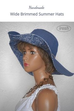 Wide brim hat Denim hat Blue Denim hat Blue Womens hat | Etsy Blue Wide Brim Cotton Sun Hat, Blue Wide-brim Cotton Sun Hat, Blue Cotton Wide Brim Sun Hat, Blue Cotton Wide Brim Hat, Curved Brim Denim Blue Hat, Denim Blue Hat With Curved Brim, Blue Flat Brim Bucket Hat One Size, Denim Blue Curved Brim Hat, Blue Wide Brim Bucket Hat For Summer