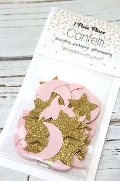 pink and gold glitter confetti in a package