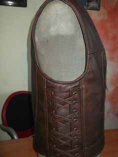 Genuine leather-1,6-1,7mm Genuine leather-brown HANDMADE MATERIAL: GENUINE LEATHER Three outer pockets. Two indoor pockets. Made by designer and leather tailor with experience of 30 years. There can be produced in any size and model take 5-10 days. Order can be any size from M to 6X. The leather can be selected by color, thickness up to 2 mm. How to remove size: chest width = cm or inch? waist width = cm or inch? length back = cm or inch? If any questions, please feel free to ask! Rugged Leather Sleeveless Vest, Outdoor Brown Leather Vest, Fitted Leather Vest With Rugged Style, Fitted Leather Vest In Rugged Style, Fitted Rugged Brown Vest, Fitted Brown Rugged Vest, Brown Biker Vest For Biker Events, Brown Biker Vest For Events, Brown Sleeveless Biker Vest