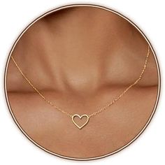 16" Goldtone necklace with open heart with 2" extender 14K-plated Open Heart Necklace, Open Heart, Delicate Necklace, Heart Pendant Necklace, Cute Jewelry, Necklace Pendant, Heart Necklace, Gold Tones, Plating