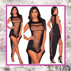 Unique Styles New Cut Up Hilow Asymmetrical Pool Cover Short Long Maxi Dress Night Out Outfit Clubwear Summer, Night Out Outfit Clubwear, Sexiest Dresses, Night Clothes, Ankle Length Dress, Rocker Chic, Night Out Outfit, Cover Up Dress, Beach Wear