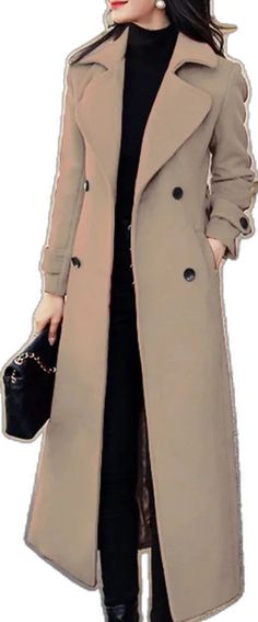 Elegant Double-breasted Outerwear For Fall, Fitted Solid Color Pea Coat, Trendy Double-breasted Winter Wool Coat, Trendy Double-breasted Wool Coat For Winter, Elegant Solid Spring Wool Coat, Elegant Spring Wool Coat In Solid Color, Elegant Long Wool Coat With Double Button Closure, Elegant Double-breasted Pea Coat For Winter, Elegant Long Winter Pea Coat