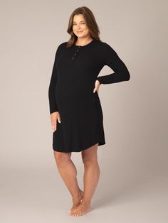 As versatile as it gets. This super-soft lounge dress easily transitions from pregnancy to postpartum and from day to night. For nursing or pumping access, unsnap the front snaps and pull aside the stretchy neckline. Whether you’re wearing this ultra-comfy nursing dress to lounge or sleep, you’ll never want to take it off! Soft, stretchy ribbed jersey is great for pregnancy and postpartum  Breathable bamboo fabric is naturally hypoallergenic and antimicrobial Pair it with your favorite lounge or sleep bra for support and coverage Flattering scooped neckline, henley snap detail, and curved hemline Convenient pockets perfect for a pacifier or your phone Maternity Hospital Gown, Maternity Nightgown, Nursing Gown, Nursing Nightgown, Maternity Hospital, Nursing Bras, Sleep Bra, Hospital Gown, My Face When