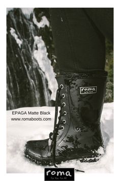 Don't forget to grab your ROMA Boots when you go on an exciting trek. The EPAGA boots in Matte Black are the perfect boot for a hike. They have great tread, are comfortable, and will keep your feet dry. Plus, for every pair of boots sold, ROMA will donate a brand new pair to a child in need! #GivingPovertyTheBoot #ootd #fashion #ethical #womensfashion #rainboots  (Photo credit: @WanderLex) Black Lace-up Moto Boots With Front Fastening, Black Lace-up Boots With Edgy Style, Black Lace-up Boots For Streetwear, Winter Combat Boots With Laces In Black, Black Combat Boots With Lacing For Winter, Black Combat Boots With Laces For Winter, Casual Black Boots With Lace-up Fastening, Black Casual Boots With Front Lace-up Fastening, Casual Black Boots With Front Lace-up Fastening