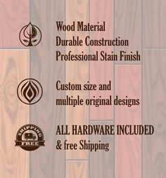 wood material for construction and professional stain finish custom size and multiple original designs all hardware included & free shipping