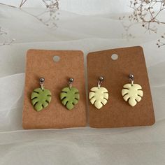 Monstera clay earrings, Leaf earrings, Green earrings, Yellow earrings, Handmade clay, Floral earrings, Tropical earrings Charming monster earrings made of polymer clay will complement your look, make a great gift or a prop for a photo shoot. Each piece is unique because it is handmade with love and attention to detail. Details: - handmade  - diameter -1.5 cm (0.5 inch) - made of polymer clay If you have any questions, please contact me. Thank you for visiting my shop: https://svyatkovuyvinochok.etsy.com Monster Earrings, Earrings Handmade Clay, Tropical Earrings, Green Clay, Yellow Earrings, Earrings Green, Handmade Clay, Green Earrings, Ceramic Clay