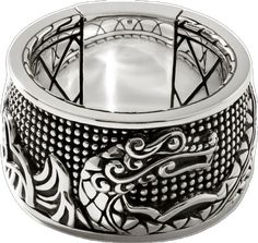 Luxury Silver Rings With Decorative Band, Luxury Silver Rings With Etched Details, Luxury Silver Rings With Engraving Option, Luxury Silver Engraved Ring For Formal Occasion, Luxury Engraved Wide Band Ring, Formal Sterling Silver Engraved Ring With Decorative Band, Formal Silver Engraved Ring With Decorative Band, Luxury Silver Sterling Silver Engraved Ring, Luxury Sterling Silver Engraved Ring With Polished Finish