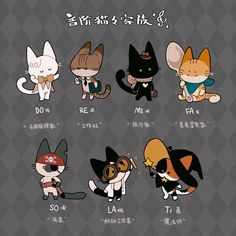 an image of cartoon cats in different poses