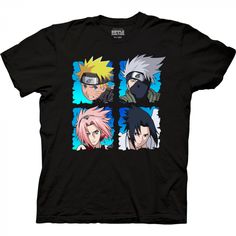 Naruto Shippuden Naruto Kakashi Sakura and Sasuke Adult Crew Neck T-Shirt Black Anime T-shirt With Front Print, Black Anime Shirt Pre-shrunk, Black Short Sleeve Fandom Top, Black Anime Character Print T-shirt, Black Anime Shirt With Sublimation Print, Black Anime Shirt With Character Print, Black Anime Shirt With Screen Print, Anime Style Black Shirt With Character Print, Black Anime Screen Print Tops