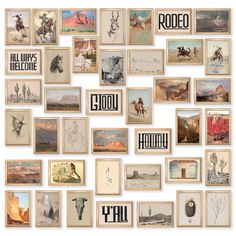 an assortment of framed pictures with the words rodeo on them