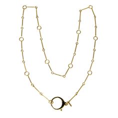 Mazza 14K Yellow Gold Charm Holder Clasp Bar Chain Necklace Charm Holder, Circle Monogram, Gold Charms, Jewel Box, Gold Charm, Hand Engraving, Chain Lengths, Chain Length, Chain Necklace