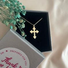 Cross Necklace - Silver Cross - Gold Cross Necklace - Baptism Necklace - Religious Necklace - Mother's Day Gifts - Personalized Jewelry - 14K Solid Gold Cross Necklace - Filled Cross Necklace - Cross Jewelry - Christian Jewelry - Orthodox Cross Necklace -14K Gold Cross Jewelry  Elevate your fashion statement and express your faith with this cross necklace that serves as a beautiful reminder of your beliefs. It makes a thoughtful and sentimental gift to celebrate religious milestones such as bapt Engraved Cross Pendant Necklace As Gift, Engraved Crucifix Necklace As Gift, Personalized Crucifix Jewelry For Gift, Spiritual Tarnish-resistant Cross Necklace As Gift, Hallmarked Cross Pendant Necklace As Gift, 14k Gold Cross Necklace For Gift, Yellow Gold Crucifix Necklace Gift, Yellow Gold Cross Pendant Necklace Gift, Handmade Gold Jewelry For First Communion